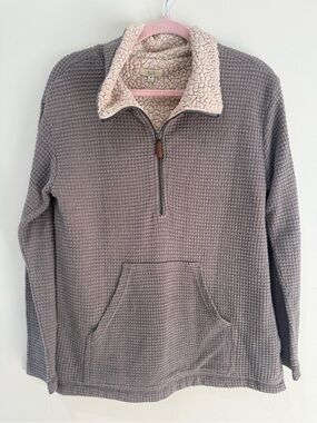 Kori Men's Quarter-Zip Sherpa Collar Sweater - Taupe and Cream